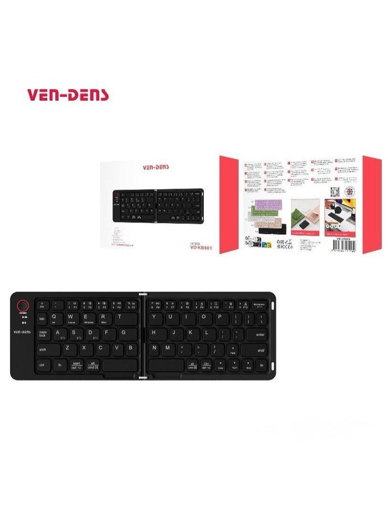 فين ديونز لوحة مفاتيح لاسلكية قابلة للطي بتقنية بلوتوث من VEN-DENS طراز VD-KB001 للهواتف الذكية والأجهزة اللوحية وأجهزة الكمبيوتر المحمولة - Image 1